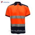 Fluoreszierendes hohes Sichtschutz-Sicherheits-Polo-Hemd reflektierendes 100% Polyester Birdeye-Maschen-Breath frei freies kurzes Hülsen-T-Shirt